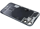 Tapa trasera iPhone 16 Service Pack teal con placa acero, MagSafe, NFC y flex de linterna para reparación.