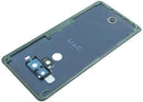 Tapa trasera original HTC U12 Plus azul translúcido, repuesto de cristal para reparación.