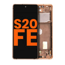 Pantalla Samsung Galaxy S20 FE 4G/5G usada, grado A, con marco naranja Cloud Orange para reparación de display.