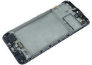 Pantalla Samsung Galaxy M21 original negra con frame, ideal para reparación de display LCD roto (SM-M215F).