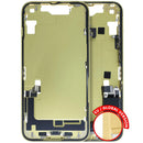 Housing central amarillo para iPhone 14 (A2649, A2881) con puerto de carga y piezas pequeñas, usado OEM Grade B.