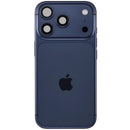 Tapa trasera usada iPhone 17 Pro azul profundo con puerto de carga y piezas pequeñas, versión global.