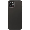 Tapa trasera gris espacial usada para iPhone 12 Pro con flex de puerto de carga y piezas pequeñas.