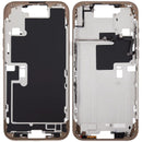 Mid-frame housing para iPhone 16 Pro Max US Version color Desert Titanium, incluye botones de encendido y volumen, ideal para reparación.