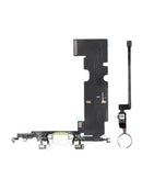 Botón de inicio plateado con puerto de carga para iPhone 8 (A1863, A1905, A1906, A1907), ideal para reparación y repuesto.