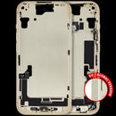 Chasis medio iPhone 15 amarillo (A2846) usado Grade C con puerto de carga y pequeñas piezas para reparación.