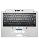 Tapa superior plateada con teclado ANSI US para MacBook Pro 14" A2442/A2779, repuesto original Apple.