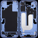 Repuesto de carcasa central iPhone 16 Ultramarine con botones de encendido y volumen, versión EU/Global.