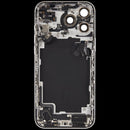 Tapa trasera plateada usada para iPhone 17 Pro Max (A3295) con puerto de carga flex y piezas pequeñas.