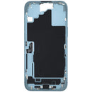 Chasis mid-frame iPhone 16 Plus A3082 A3289 A3290 A3291, refurbished teal con puerto de carga y piezas pequeñas.