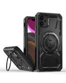 Funda robusta a prueba de choques con portador de anillo incorporado iPhone 11 Negro