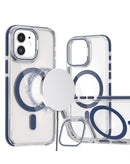 Protege tu iPhone 11 con esta funda transparente magnética con soporte de cámara y kickstand en color azul en Xela Quetzaltenango.