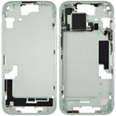 Chasis medio verde usado para iPhone 15 US Version (A2846) con pequeñas partes internas, listo para reparación.