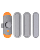 Set de botones negros para iPad Air 1 (A1474, A1475, A1476), incluyendo botones de volumen y mute switch.