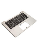 Tapa superior usada de MacBook Pro 13" A1278 con teclado ANSI US, palmrest y trackpad.