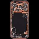 Tapa trasera Cosmic Orange usada para iPhone 17 Pro, con puerto de carga y partes pequeñas, versión EU/Global.