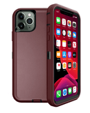 Protege tu iPhone 11 Pro Max con esta funda heavy duty en colores maroon y negro, ideal para mantener tu teléfono seguro en Xela Quetzaltenango.