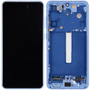 Pantalla OLED azul de 120Hz para Samsung Galaxy S21 FE 5G con marco, lista para repuesto y reparación.