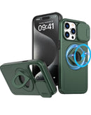 Protege tu iPhone 12 Pro Max con esta funda en color verde oscuro con soporte en anillo y cobertura corredera de lente de cámara en Xela Quetzaltenango.