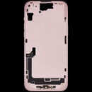 Encuentra piezas para iPhone 15 Plus en Quetzaltenango, Xela: Mid-Frame Housing con puerto de carga, cable flex y piezas pequeñas en color rosa.