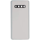 Tapa trasera de vidrio Samsung Galaxy S10 Plus Prism Silver, con lente de cámara, para reparación y repuesto.