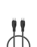 Cable USB C-C BASEUS Pudding Series negro cósmico de 3 pies (100W) para carga rápida.