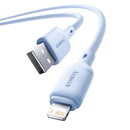 Cable USB-A a Lightning Baseus Silky Series azul galaxia de 3 pies, carga rápida 12W.