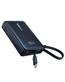 Banco de energía digital Baseus PicoGo negro de 10000mAh y 45W, con pantalla y puertos USB-C.