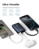 Banco de energía digital Baseus PicoGo negro de 10000mAh y 45W, con pantalla y puertos USB-C.
