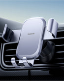 Soporte auto Baseus Metal Age Go Gravity Space Gray para salida de aire, sujeta firmemente tu smartphone.
