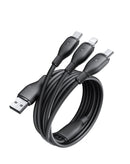 Cable USB-C a M+L+C Baseus Silky de carga rápida 100W, color negro cósmico, 5 pies.