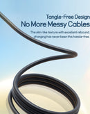 Cable USB-C a M+L+C Baseus Silky de carga rápida 100W, color negro cósmico, 5 pies.