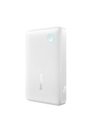 Power Bank BASEUS EnerFill FP11 blanco, 10000mAh, carga rápida 15W, diseño compacto y elegante.