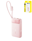Batería BASEUS EnerFill FC11 Power Bank 10000mAh, 22.5W, rosa bebé, con cable USB-C retráctil.