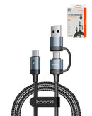 Cable de carga rápida Toocki USB A+C a C de 6 pies en color azul en Quetzaltenango.