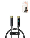 Cable de carga Toocki USB C-C con carga ultrarrápida y display, color gris, ideal para mayoristas en Xela.