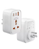 Adaptador universal Toocki USB-C y USB-A blanco de 20W, con dos puertos USB-C y uno USB-A.