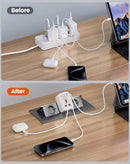 Adaptador universal Toocki USB-C y USB-A blanco de 20W, con dos puertos USB-C y uno USB-A.