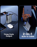 Power bank Toocki Energy Cube 20000 mAh, 65W, con cable integrado y pantalla LCD.