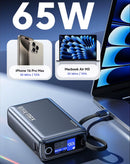 Power bank Toocki Energy Cube 20000 mAh, 65W, con cable integrado y pantalla LCD.