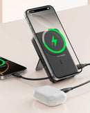 Power bank Toocki magnético inalámbrico de 10000 mAh, con cable USB-C y Lightning incorporado, color negro mate.
