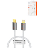 Cable Toocki USB C a Lightning, 3 pies, carga rápida 27W, aleación de zinc, negro.