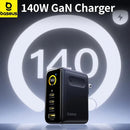Cargador rápido BASEUS PicoGo AH11 140W negro, con pantalla digital y puerto USB-C de 240W.