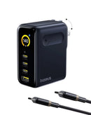 Cargador rápido BASEUS PicoGo AH11 140W negro, con pantalla digital y puerto USB-C de 240W.