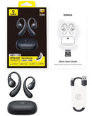 Auriculares true wireless BASEUS Eli Sport 2 Cosmic Black de oído abierto, diseño ergonómico y ajuste seguro.
