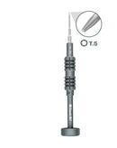 Destornillador QianLi Mega-Idea 2D iThor Torx T5 de precisión, mango azul y punta plateada magnética.