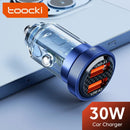 Encuentra el cargador de auto transparente Toocki PD USB A+A (BLUE) de 30W en Quetzaltenango.