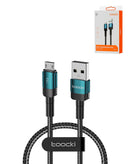 Cable USB-A a Micro-USB Toocki verde de 3 pies, 12W, para carga rápida y transferencia de datos.