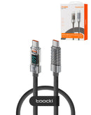 Encuentra en Xela el cable USB C-C super fast charging Toocki con display en color gris de 100W de 3 pies.