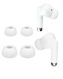 Auriculares TWS in-ear Toocki blancos, diseño ergonómico para dormir, con estuche de carga.